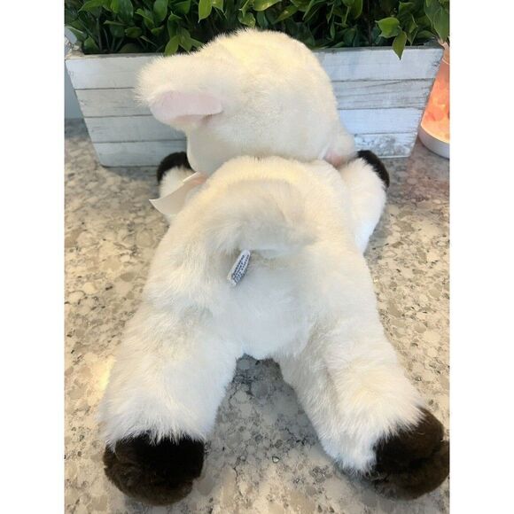 Vtg MARY MEYER Sheep lamb plush toy SUPER soft/fuzzy white pink bow RARE! Tag On - Picture 7 of 8